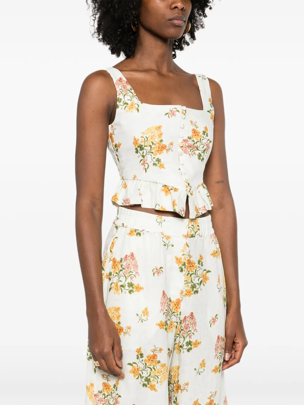Agua By Agua Bendita Eslabon Cordillera korset top met bloemenprint Beige