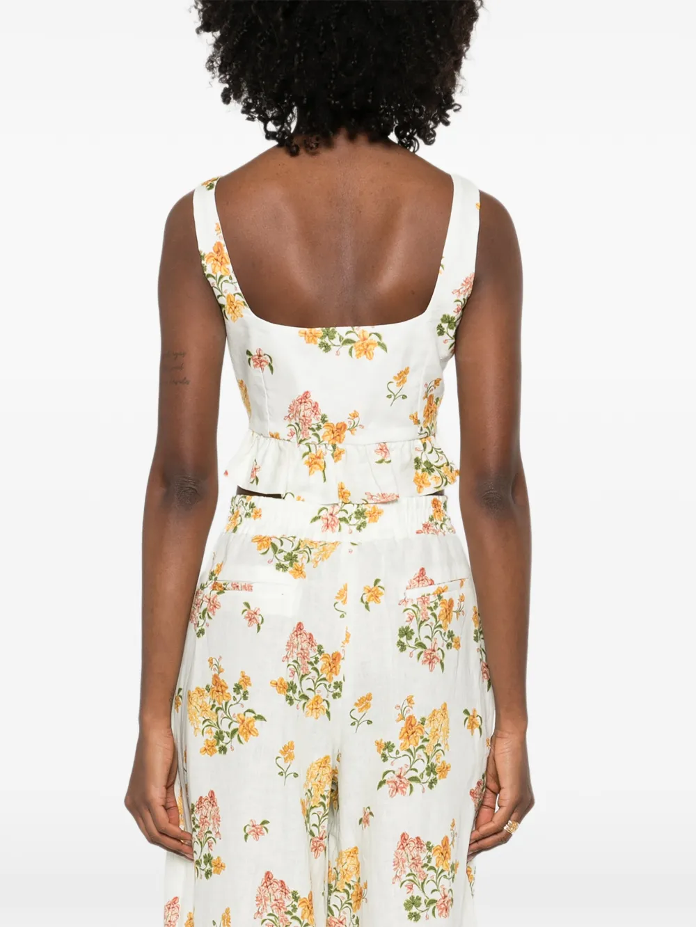 Agua By Agua Bendita Eslabon Cordillera korset top met bloemenprint Beige