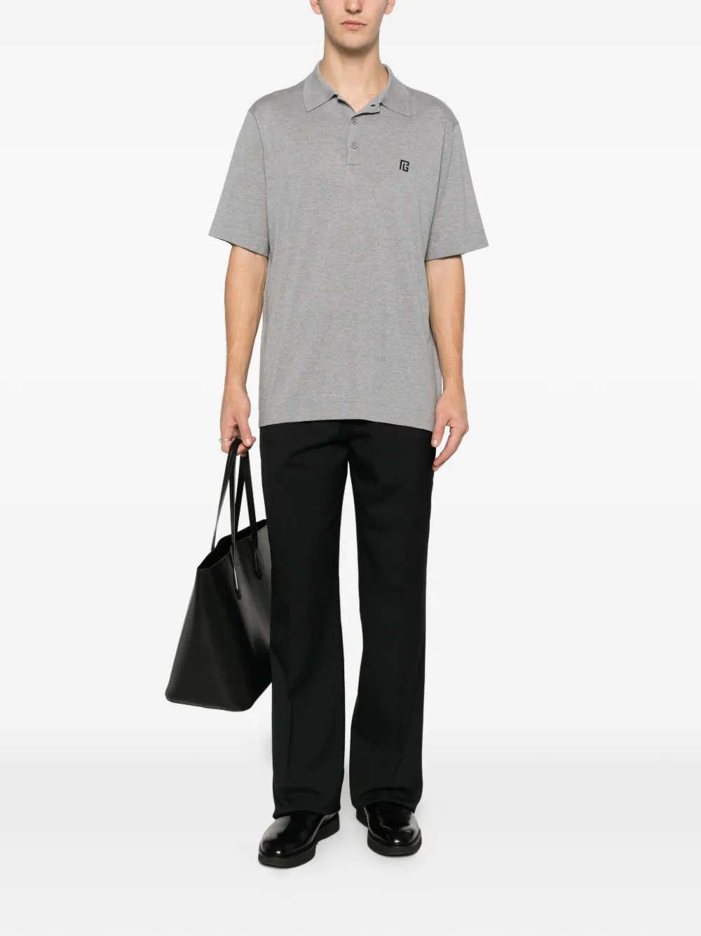 Balmain embroidered polo shirt - Grijs