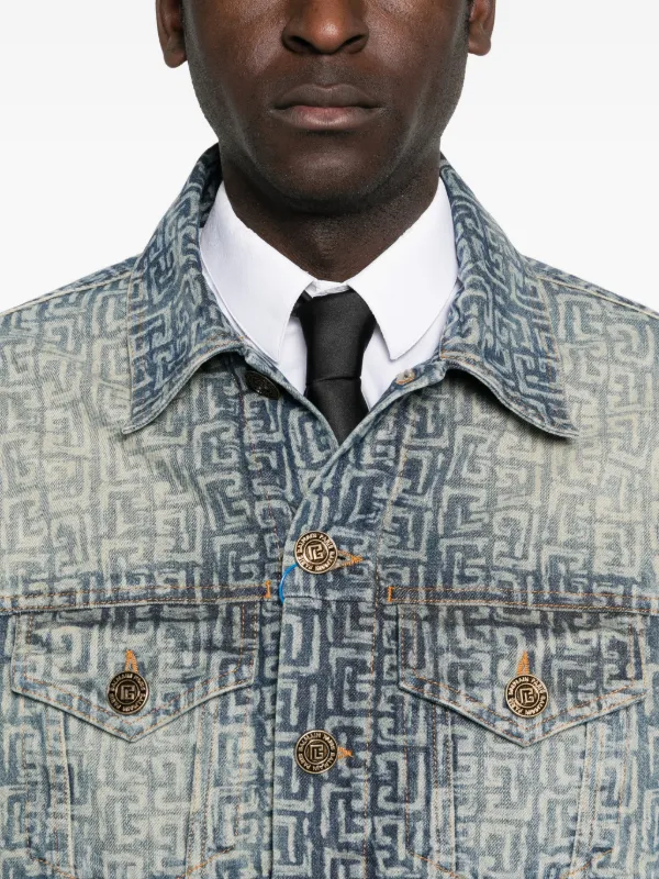 Balmain Monogram Denim Jacket | Blue | FARFETCH