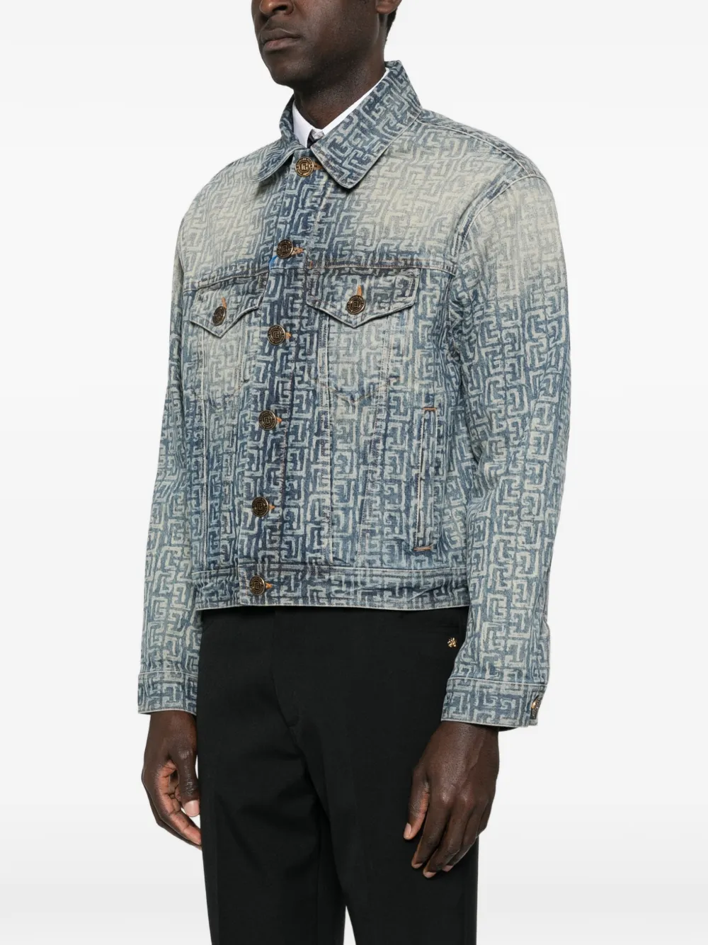 Balmain Monogram Denim Jacket | Blue | FARFETCH
