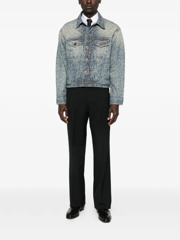 Balmain Monogram Denim Jacket | Blue | FARFETCH