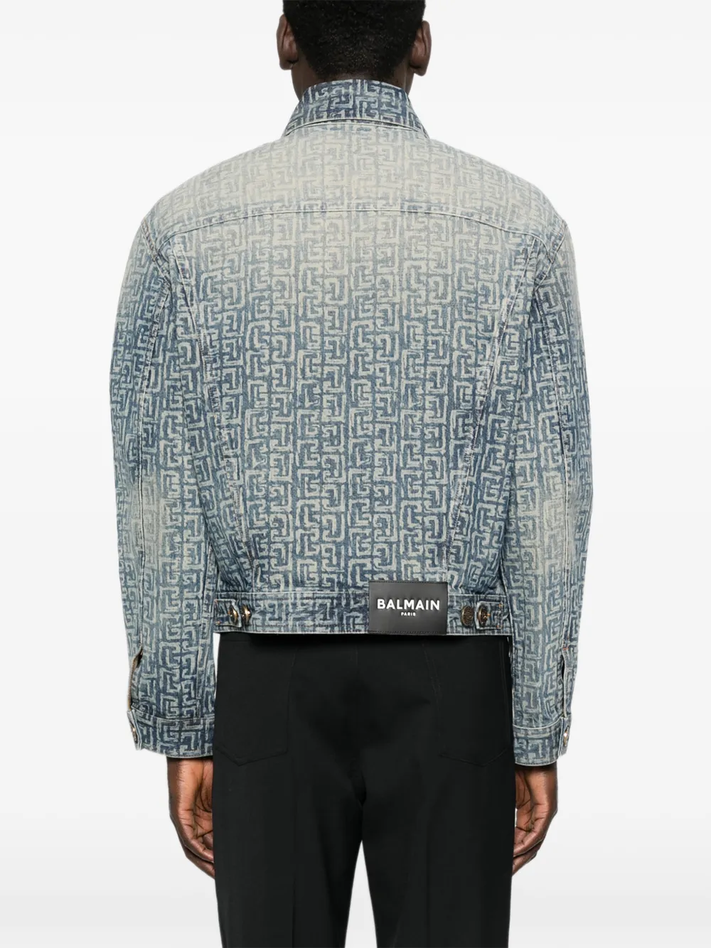 Balmain Denim jack met monogram Blauw