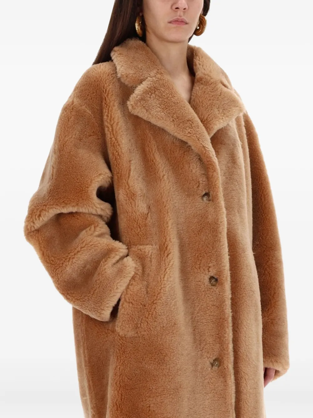 Stand Studio Gabriella Buttoned Coat In Brown