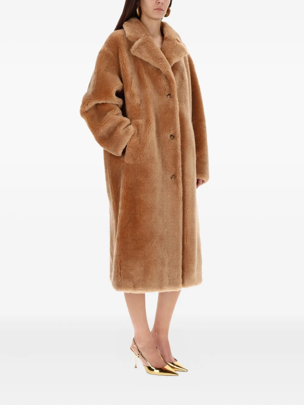 Stand Studio Gabriella Buttoned Coat In Brown
