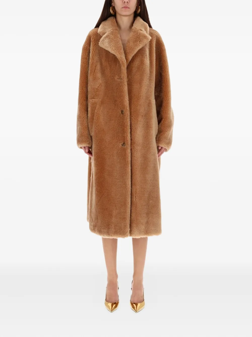 Stand Studio Gabriella Buttoned Coat In Brown