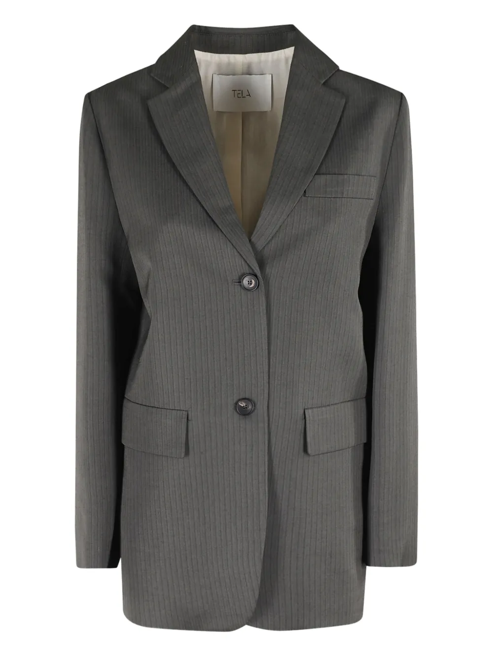 Tela pinstriped button blazer | Grey | Image 1