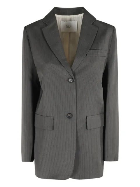 Tela blazer con botones y estampado de rayas diplomáticas