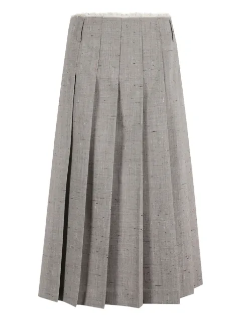 Tela pleated fringed midi skirt