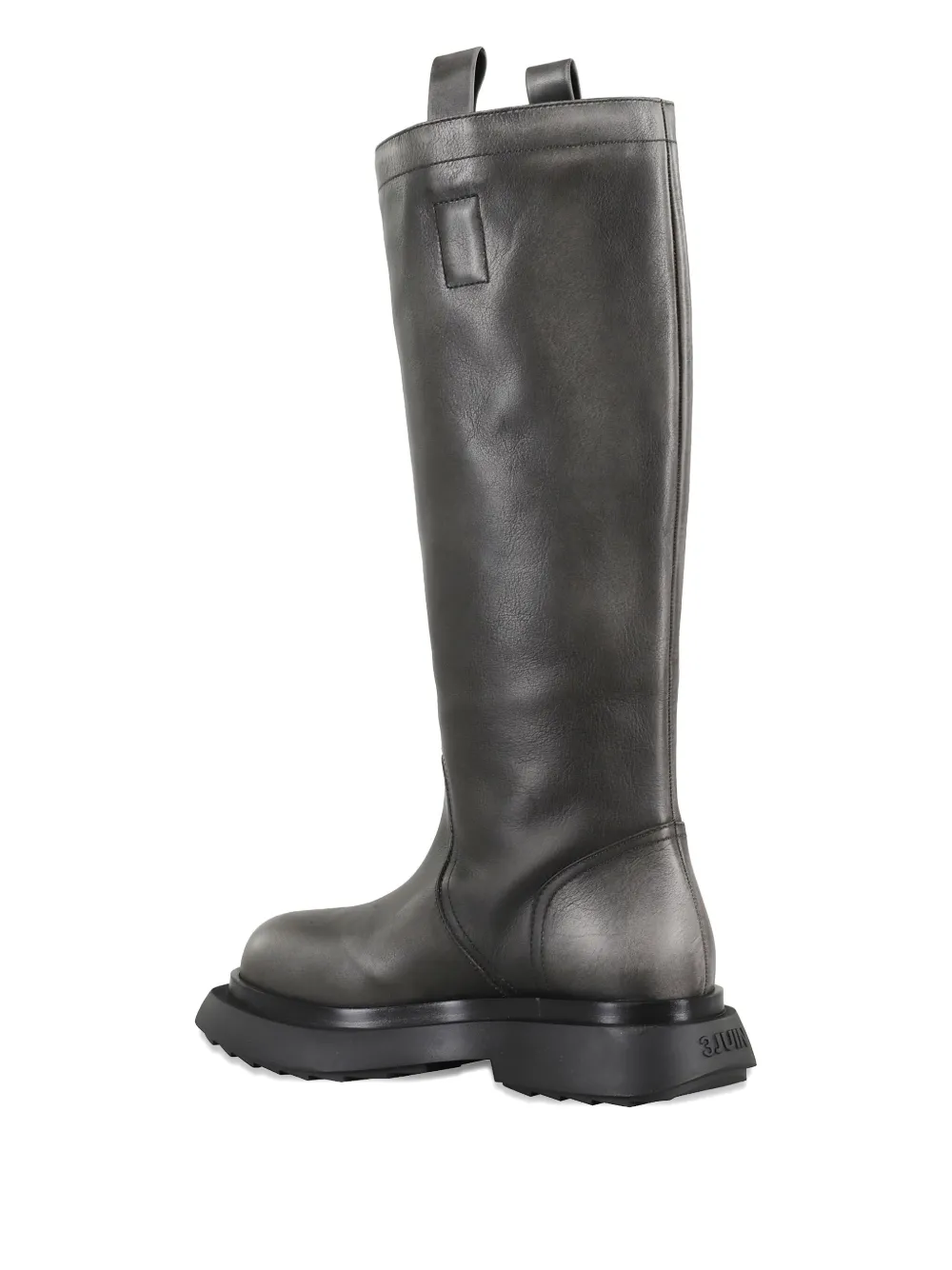 3juin Tall Leather Boots With Rugged Sole In Black