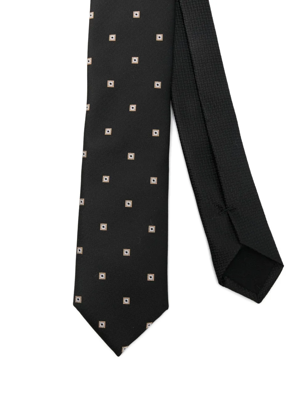 Hugo Boss Square-pattern Tie In Black