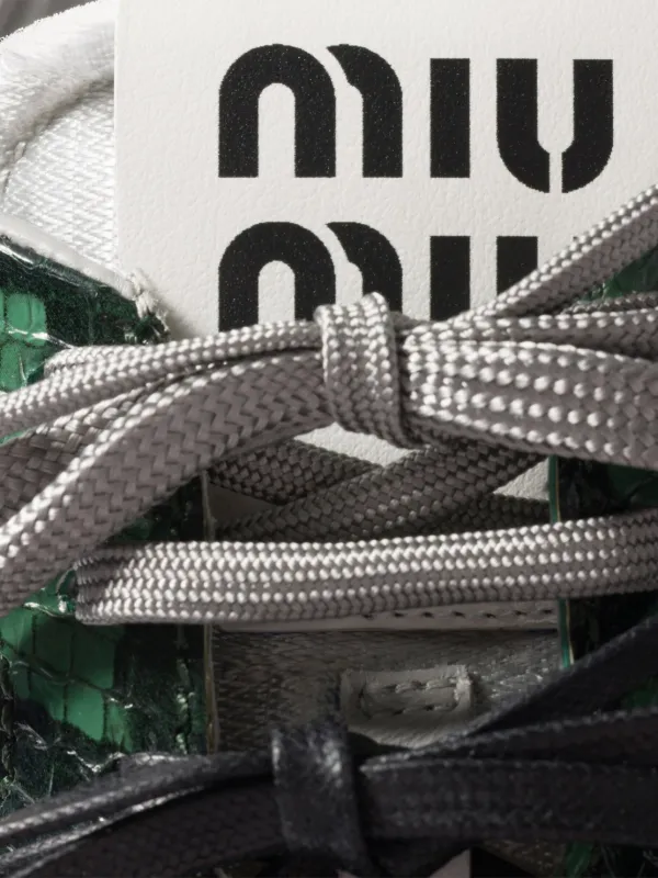 Miu Miu snakeskin-leather Sneakers | Grey | FARFETCH