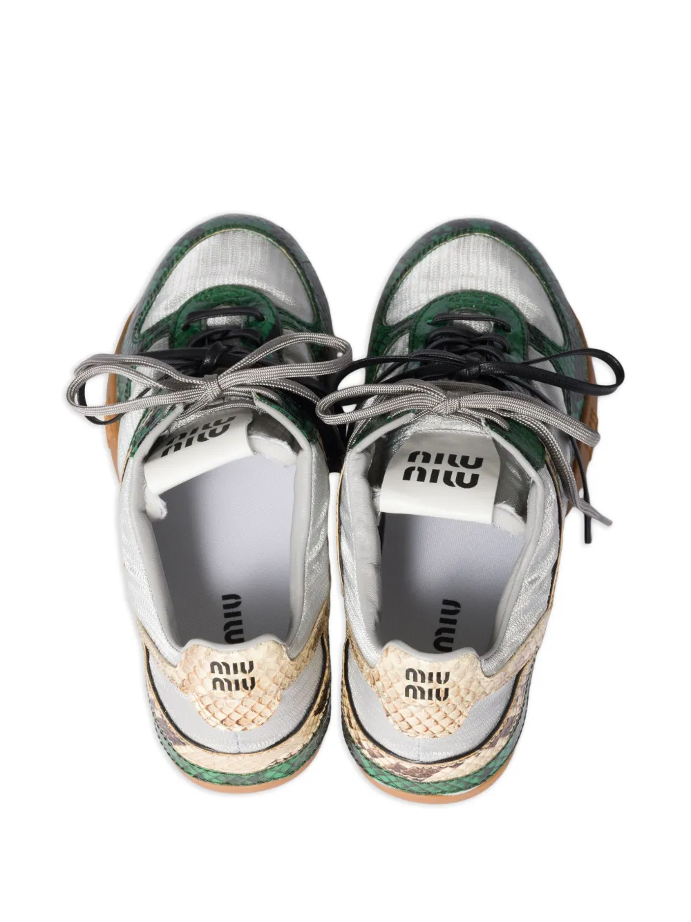Miu snakeskin-leather sneakers Grey