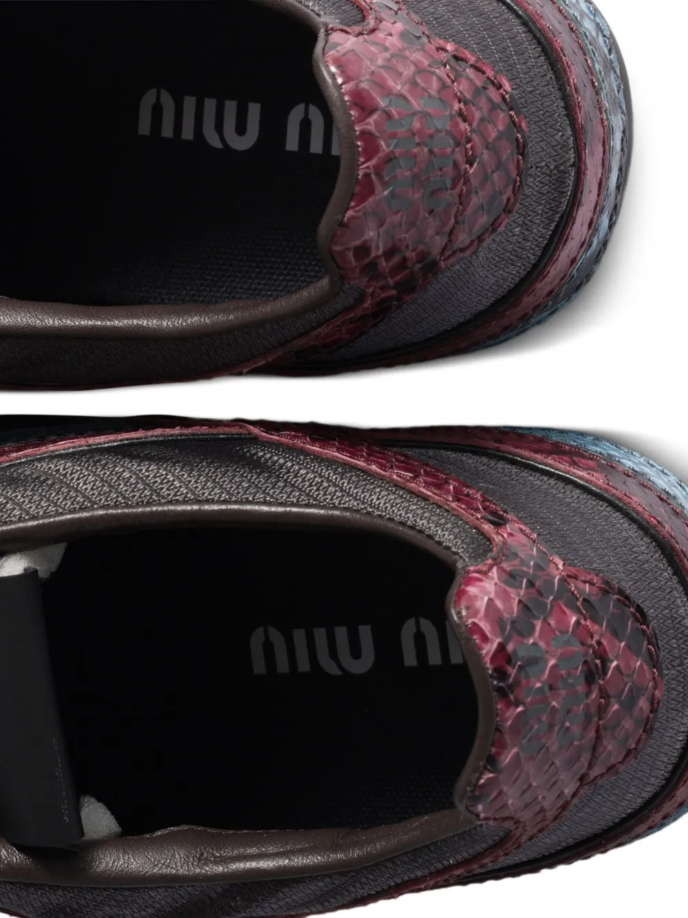 Miu Miu Snakeskin-insert Sneakers In Multi