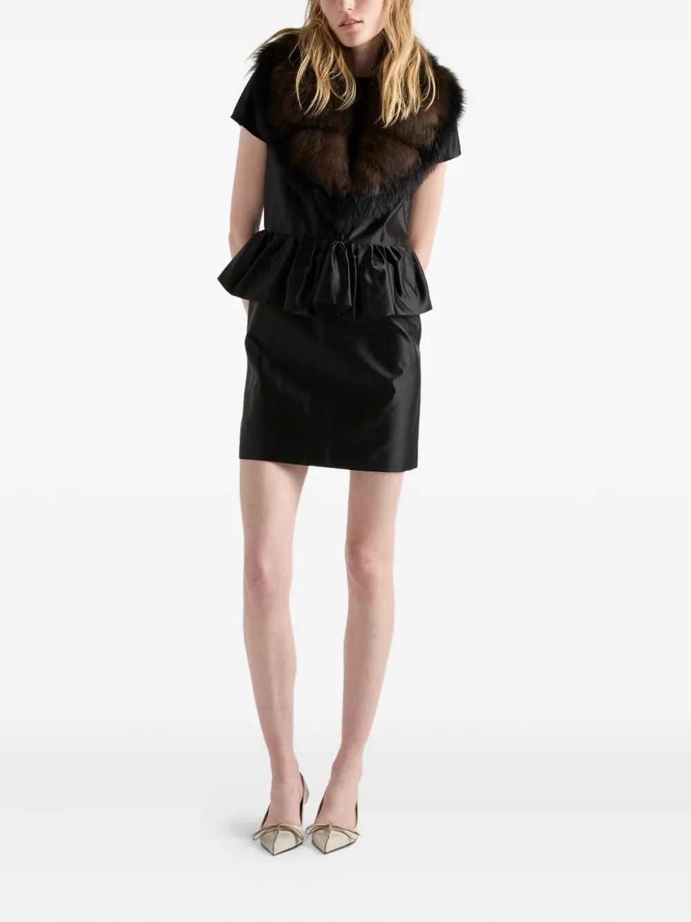 Prada Mini-jurk met ruches - Zwart