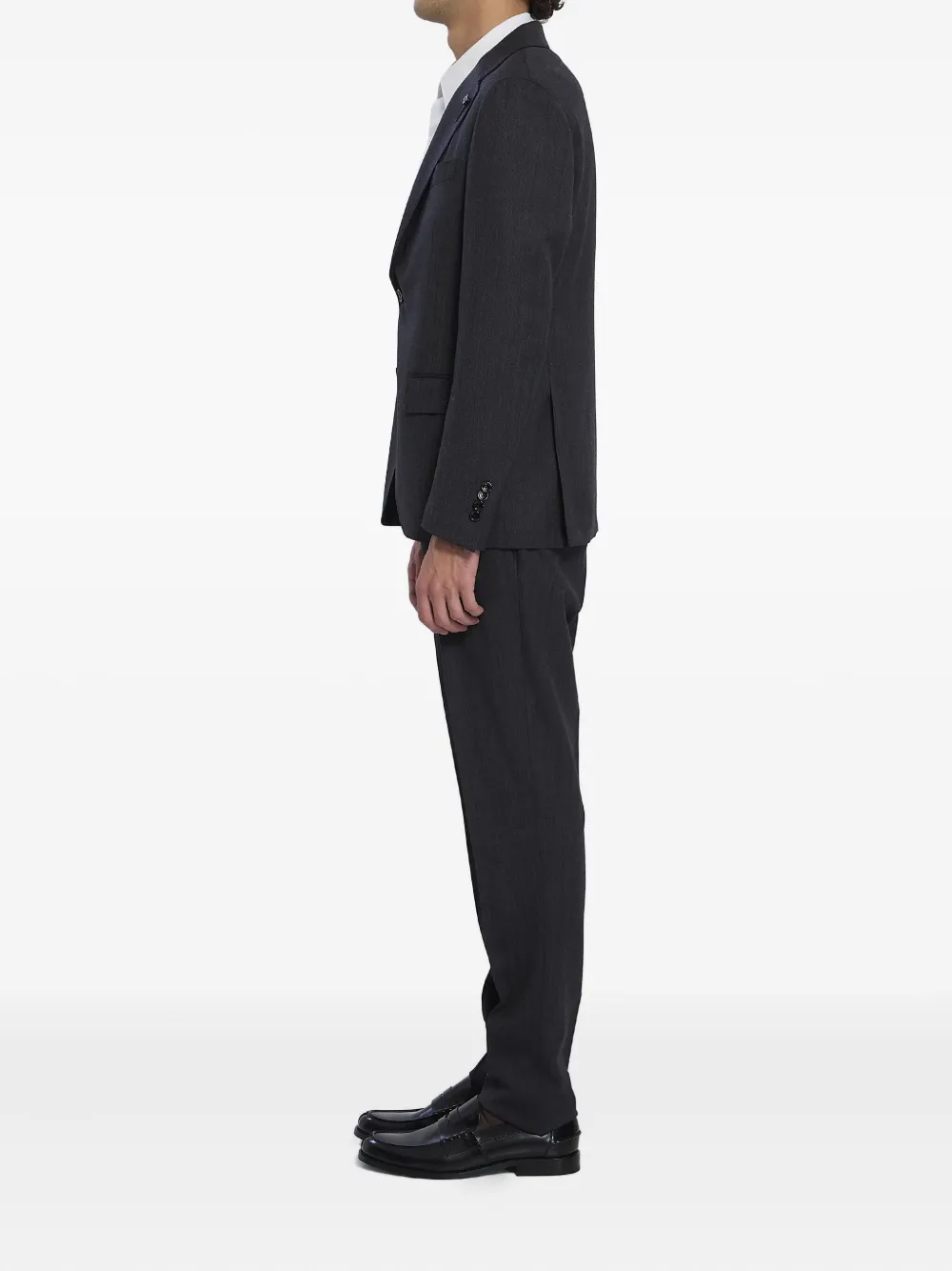 Lardini Single-breasted Suit In Virgin Wool In Black