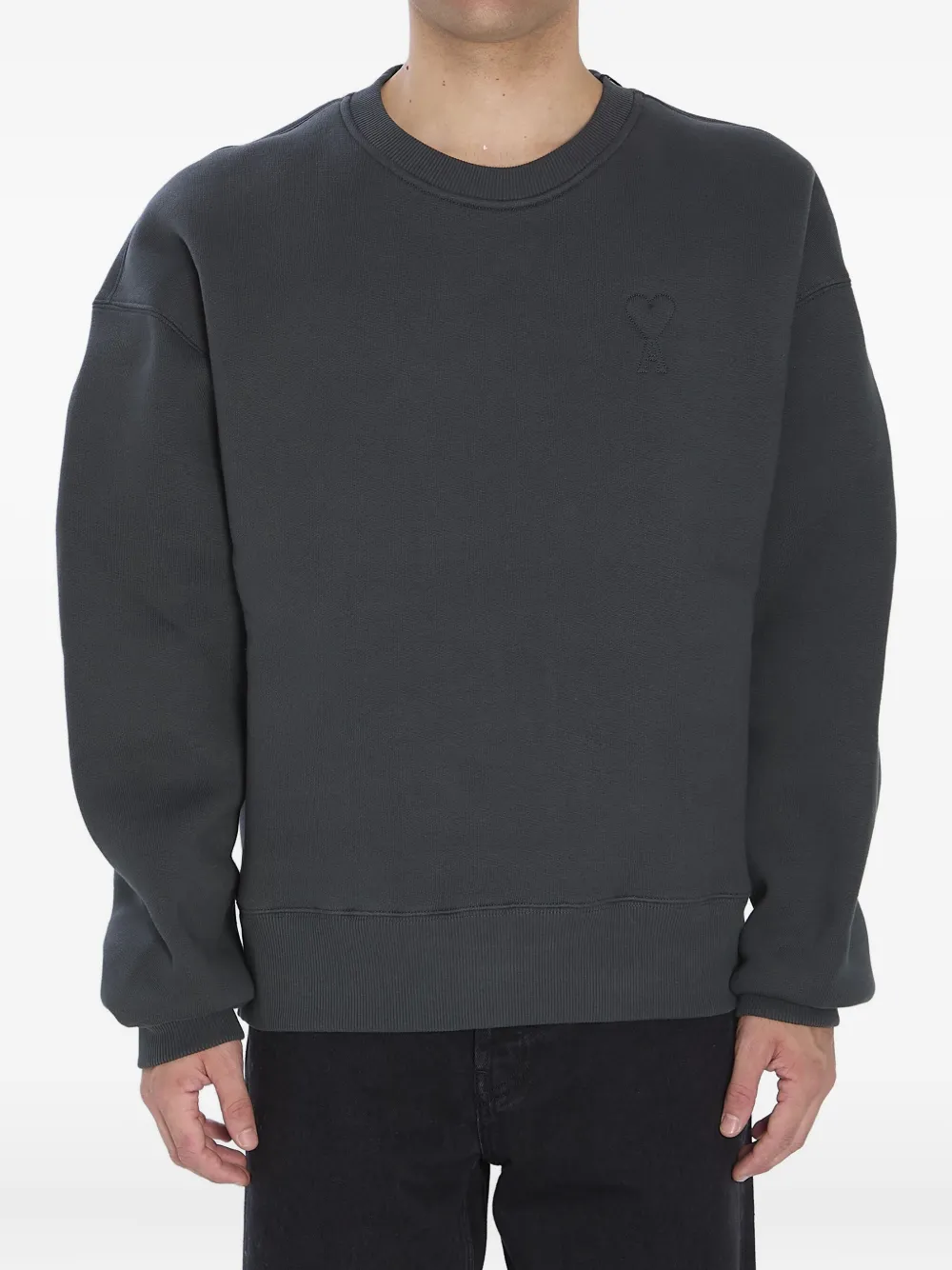 AMI Paris embroidered-logo fleece sweatshirt | Grey | Image 1