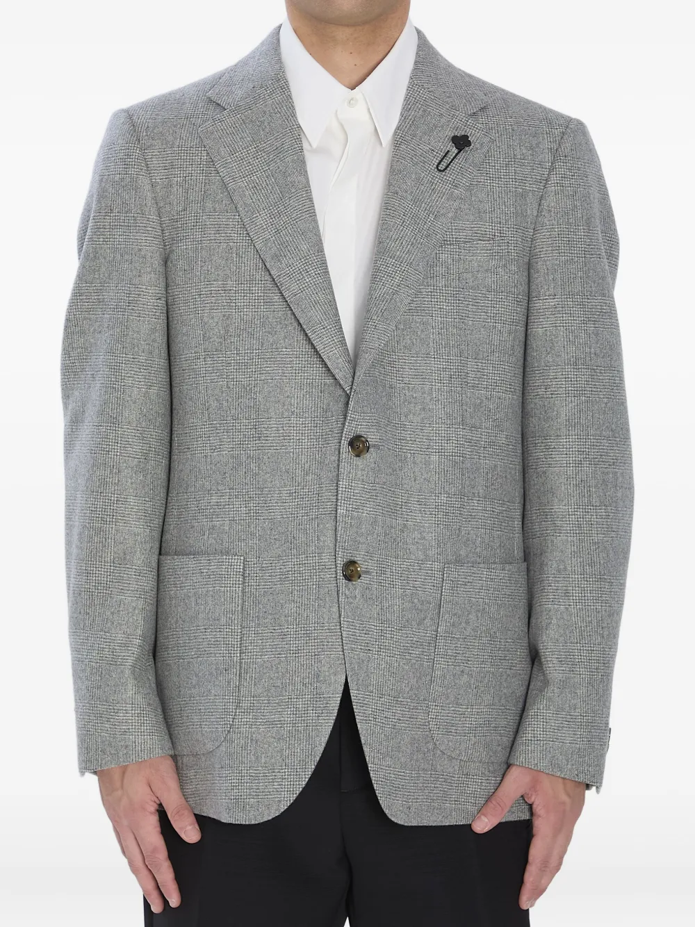 Lardini Prince Of Wales Check Blazer In Gray