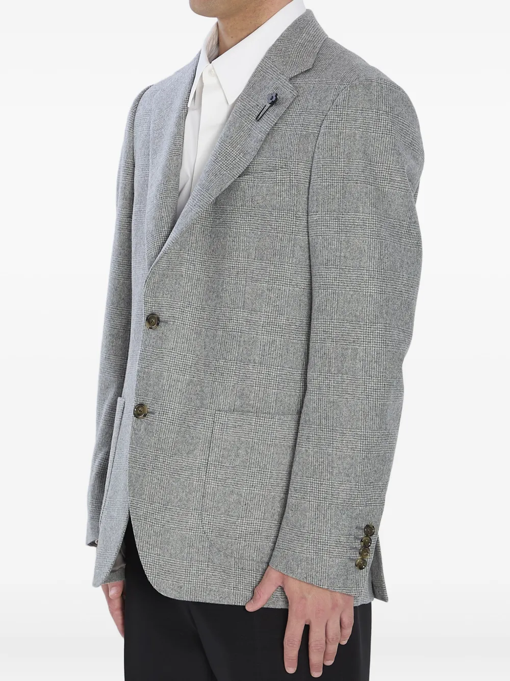 Lardini Prince Of Wales Check Blazer In Gray