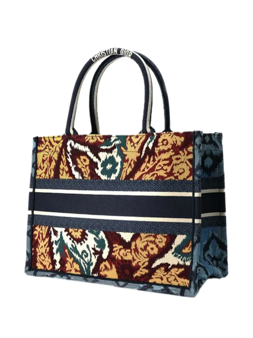 Pre-owned Dior 2020 Medium Canvas Embroidered Paisley Book Tote Bag In Yellow