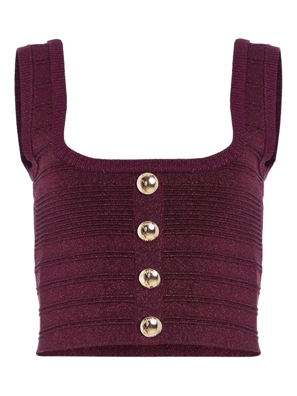 Retroféte Nella Cropped Bandage Knit Tank Top In Purple