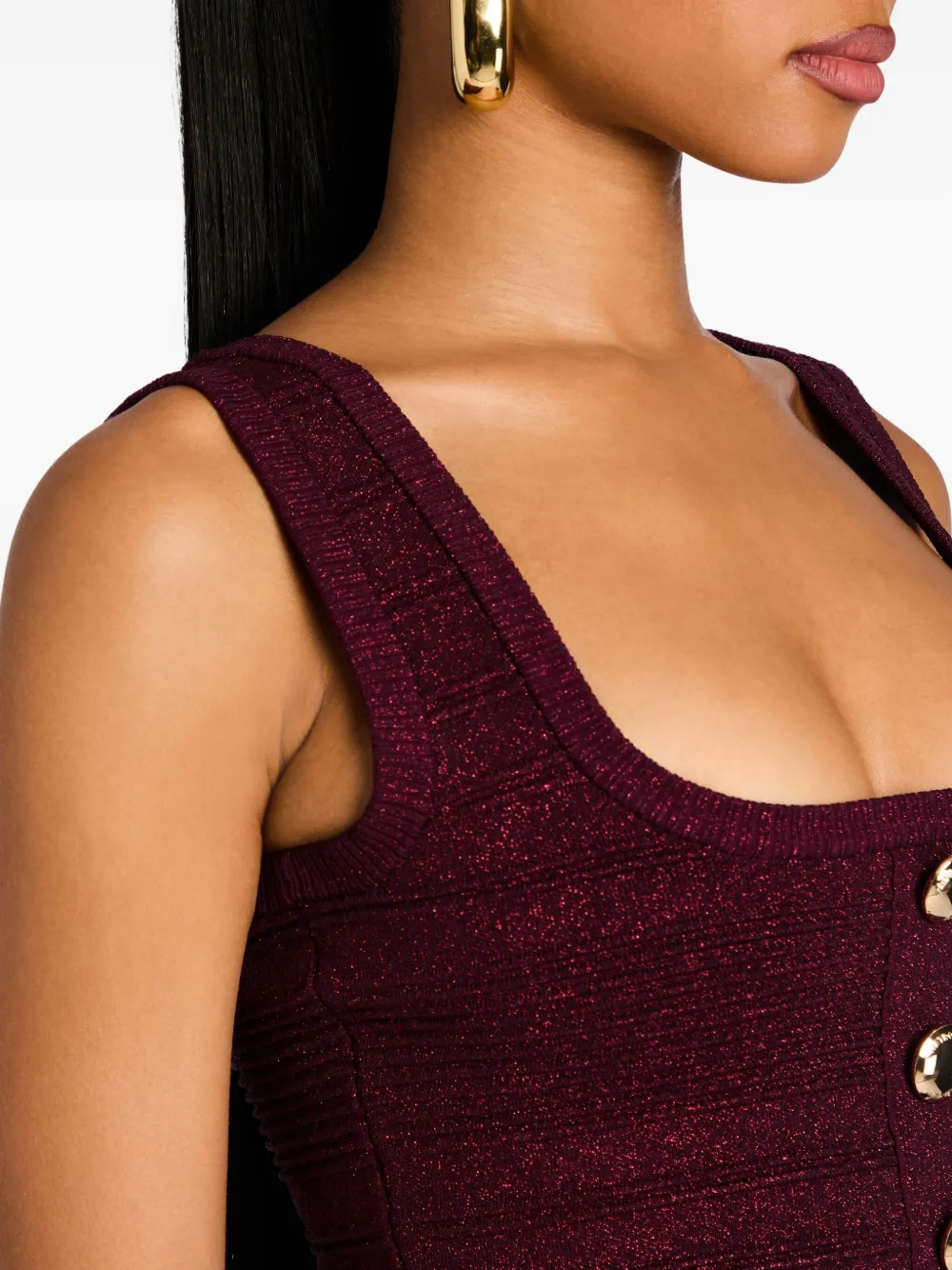 Retroféte Nella Cropped Bandage Knit Tank Top In Purple