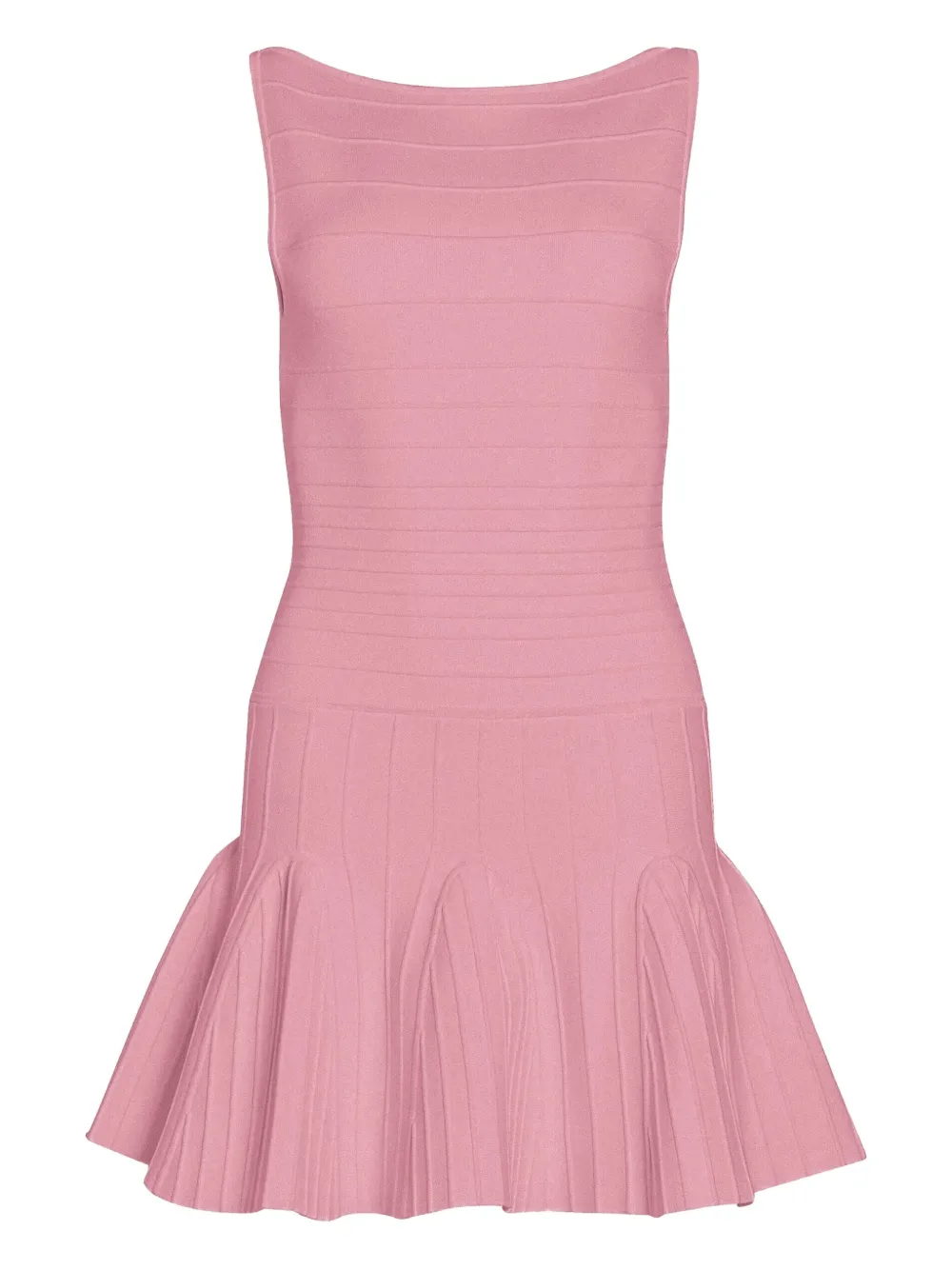 Retroféte Audrina Metallic Knit Godet-skirt Sleeveless Mini Dress In Pink