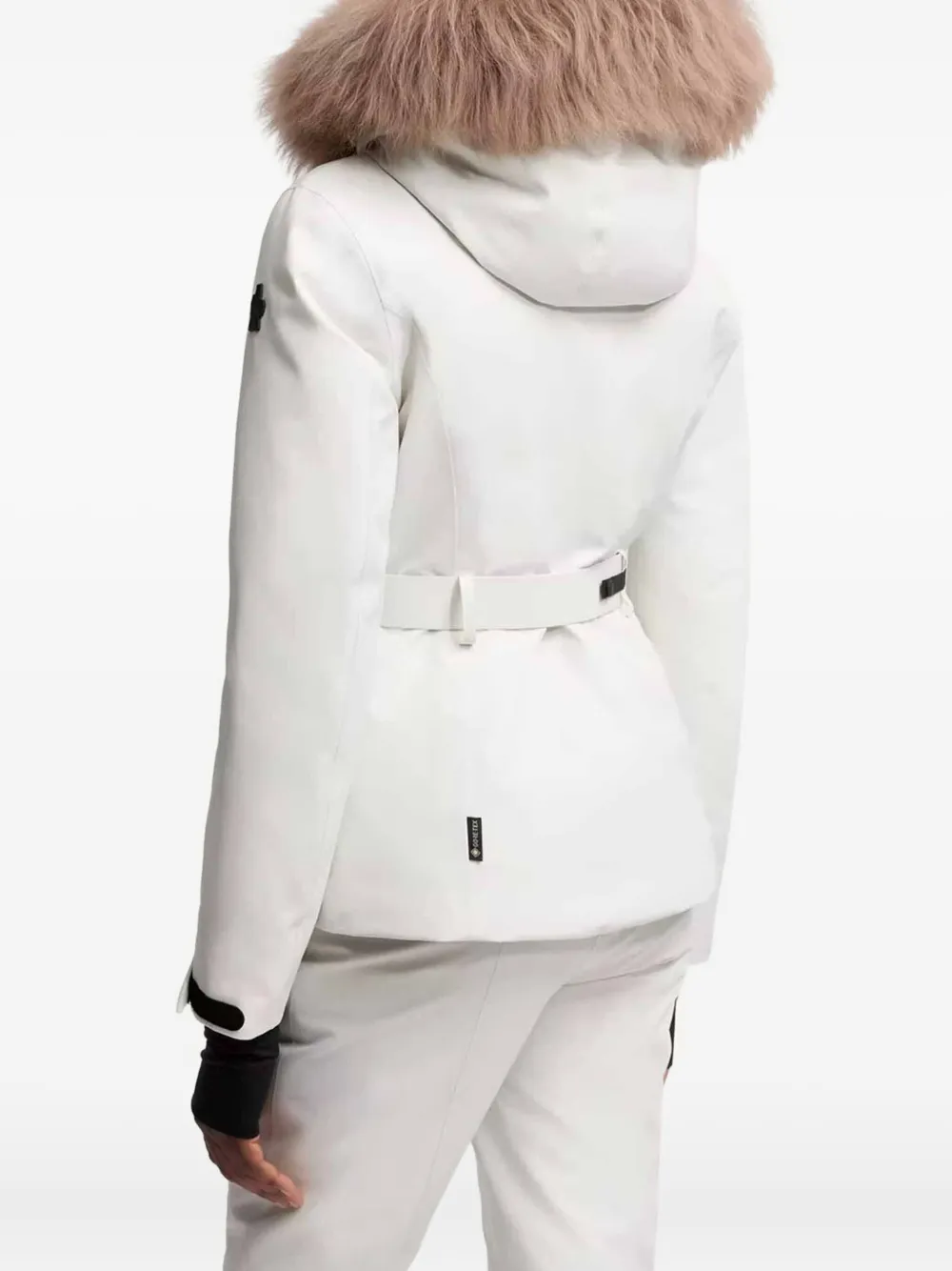 Moncler Laplance Fur-trimmed Belted Down Ski Jacket In White