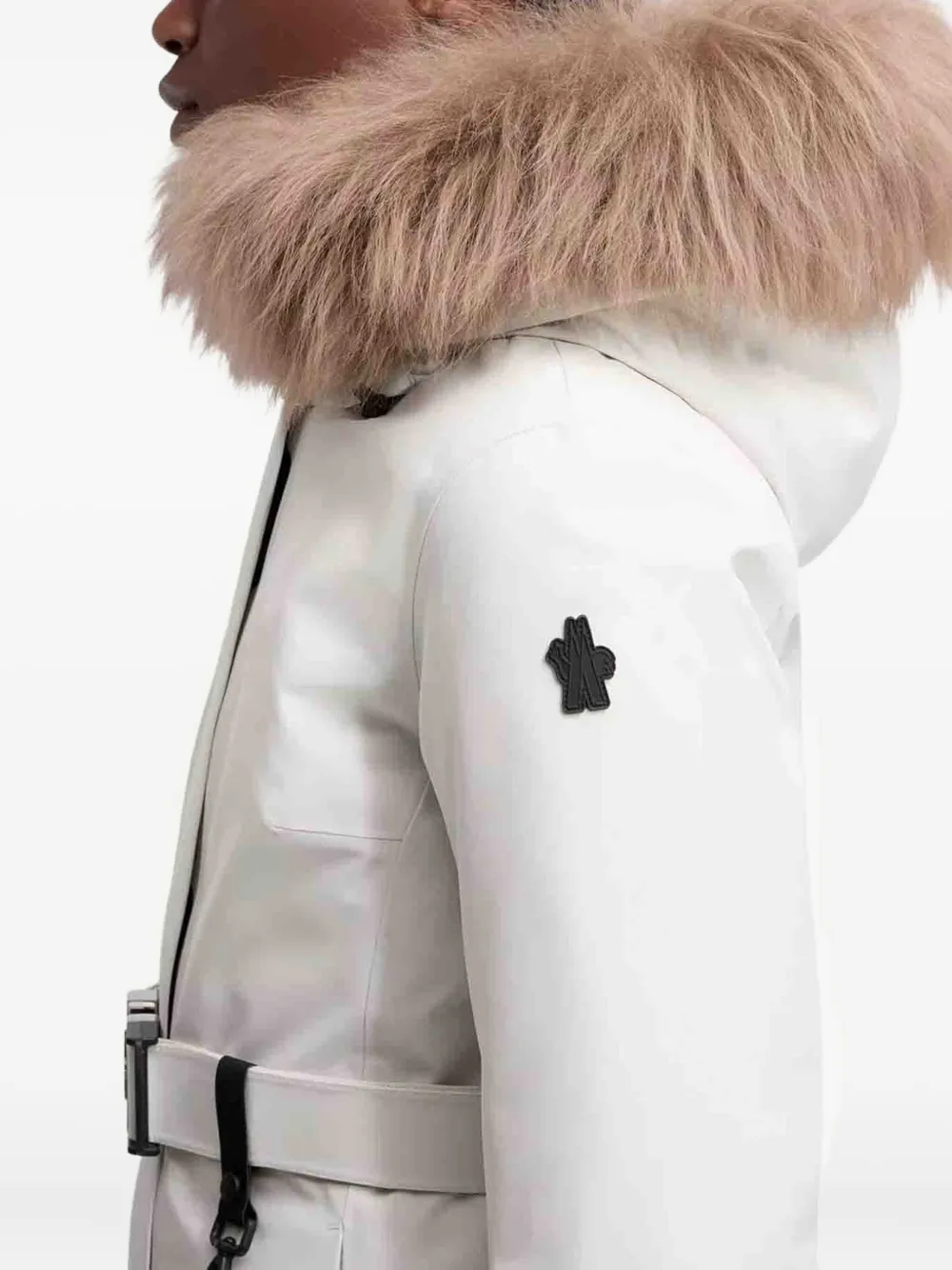 Moncler Laplance Fur-trimmed Belted Down Ski Jacket In White