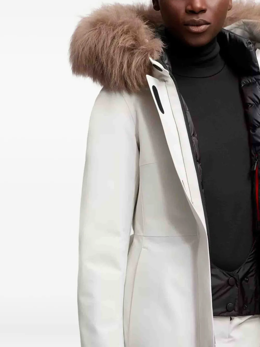 Moncler Laplance Fur-trimmed Belted Down Ski Jacket In White