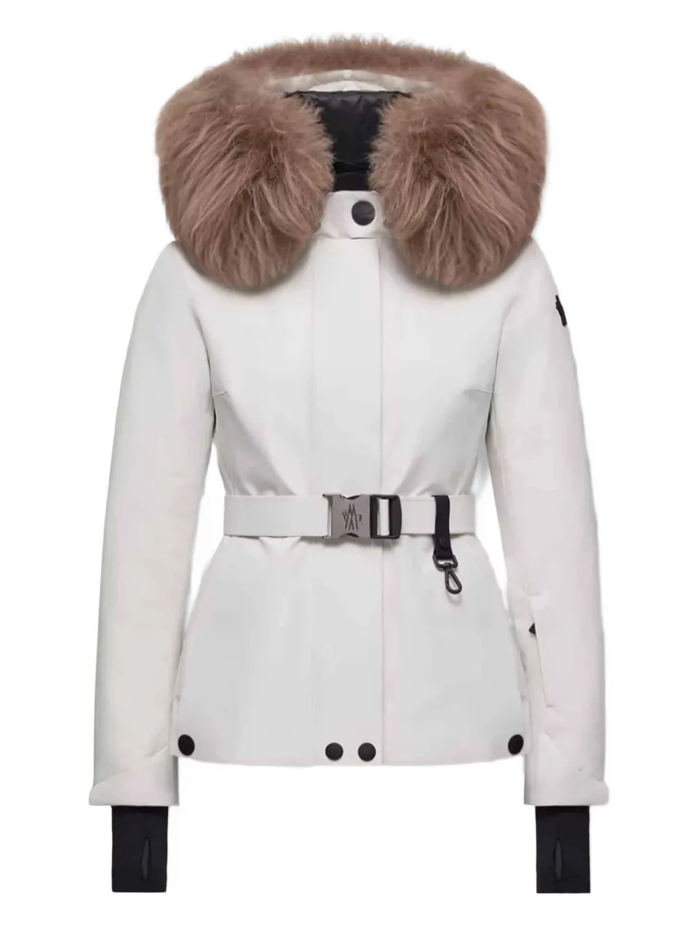 Moncler Laplance Fur-trimmed Belted Down Ski Jacket In White