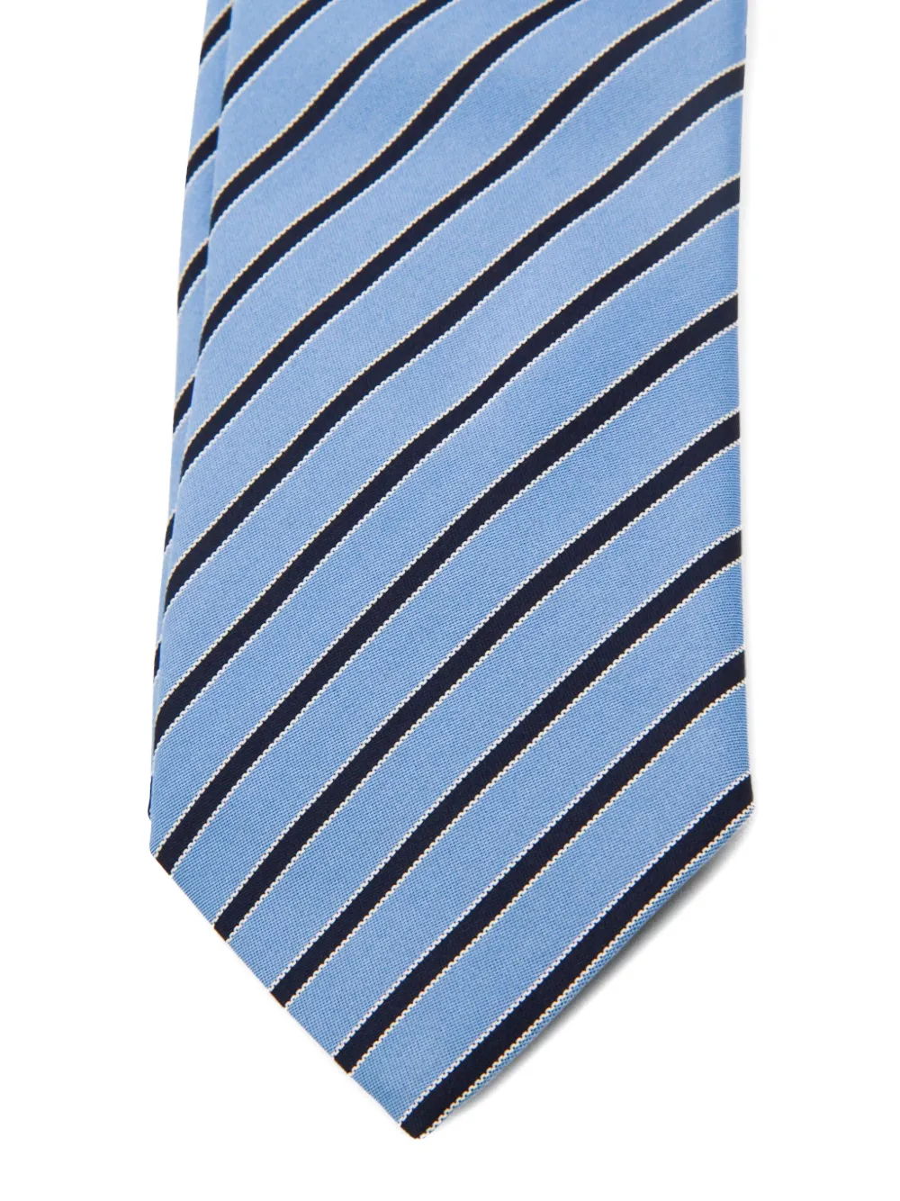 Zegna Diagonal Striped Tie Pointed Shape In Blue