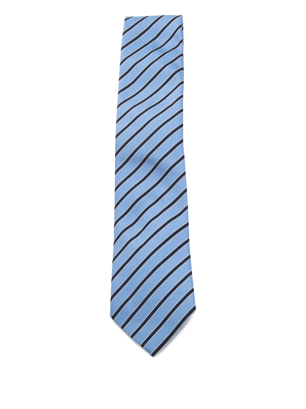 Zegna Diagonal Striped Tie Pointed Shape In Blue