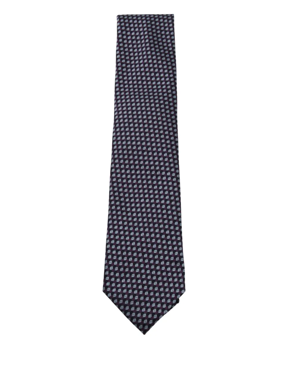 Zegna Silk Ties With Geometric Pattern And Standard Width In Blue