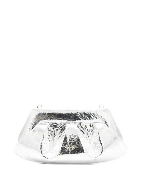 Themoirè pleated metallic-effect clutch bag