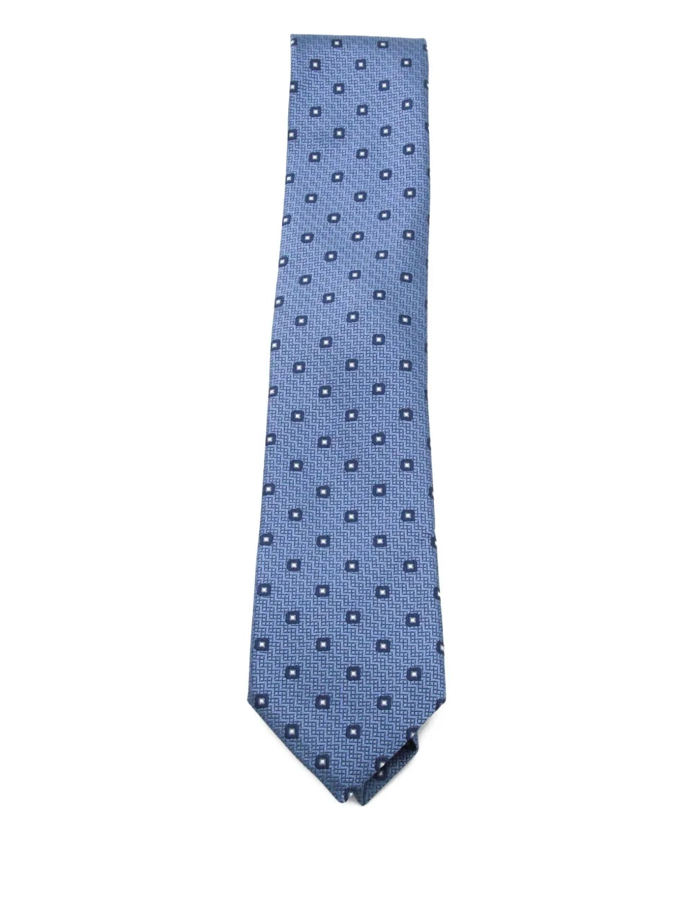 Zegna Geometric Pattern Wide Blade Ties Collection In Blue