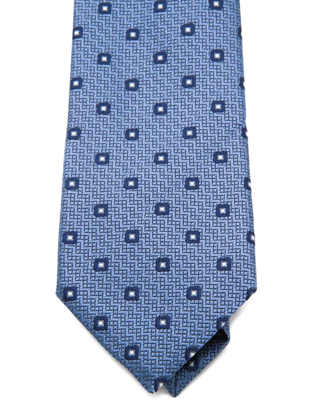 Zegna Geometric Pattern Wide Blade Ties Collection In Blue