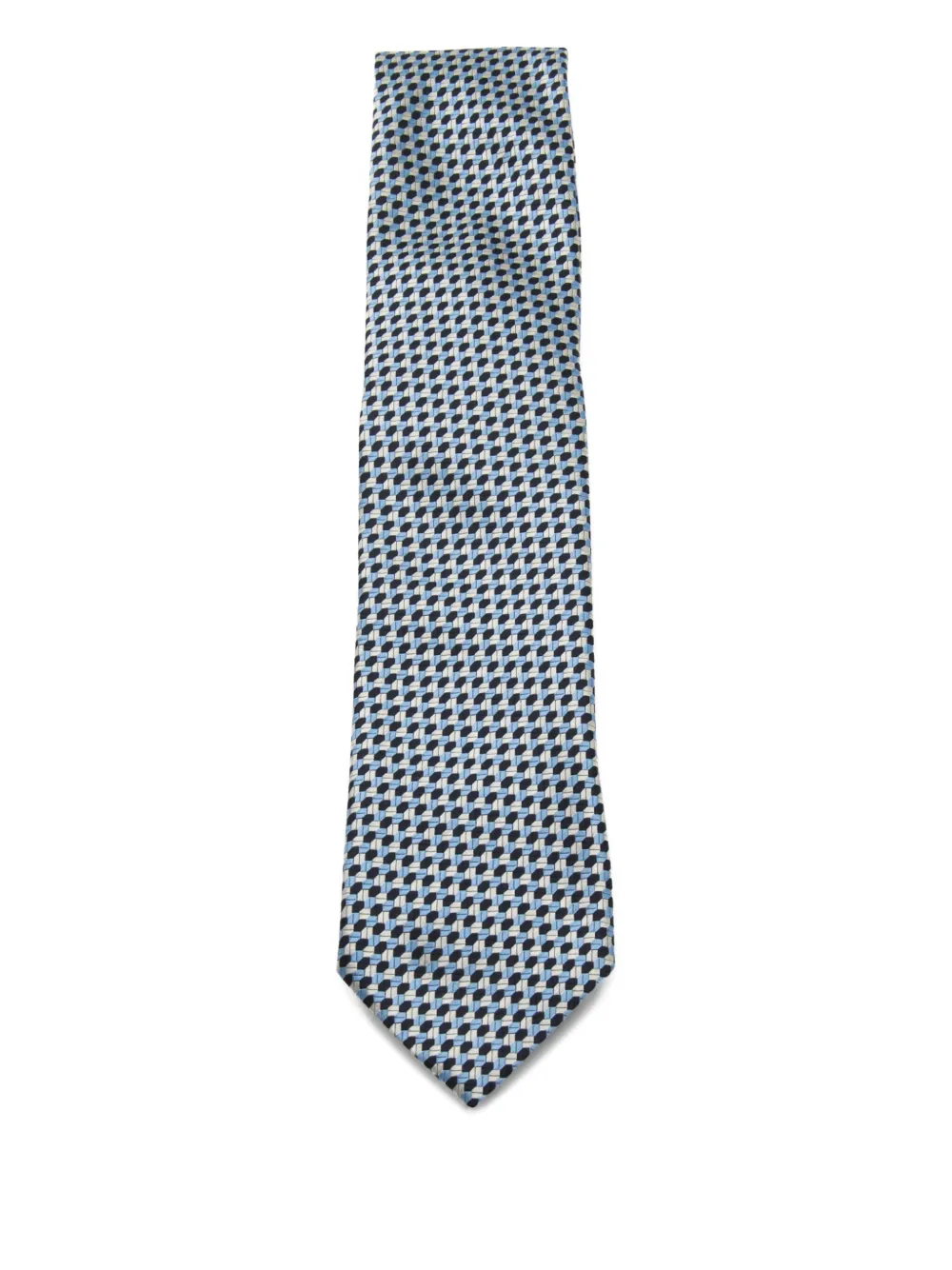 Zegna Geometric-pattern Tie In Blue