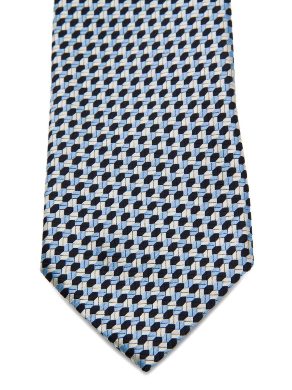 Zegna Geometric-pattern Tie In Blue