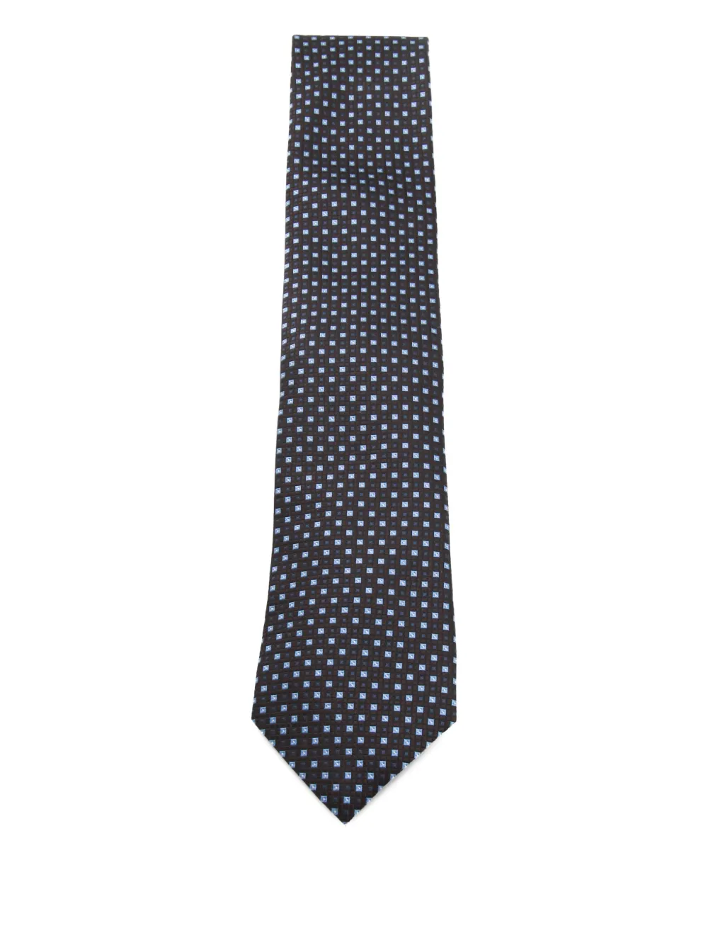 Zegna Geometric Pattern Tie Pointed Tip In Blue