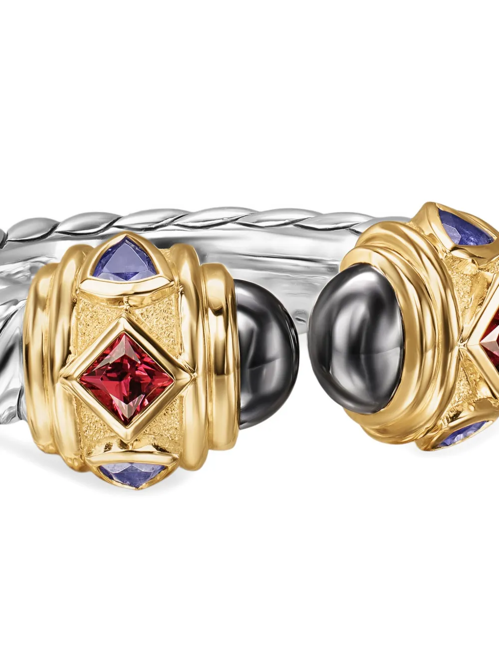 David Yurman 14k Yellow Gold And Sterling Silver Renaissance Multi-stone Ring In Gold