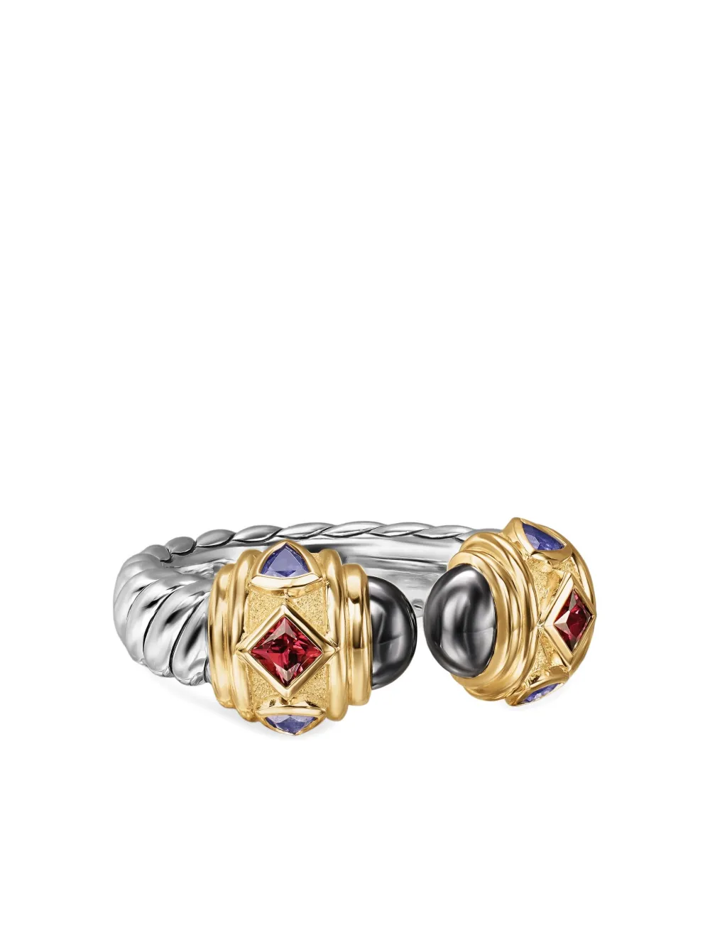 David Yurman 14k Yellow Gold And Sterling Silver Renaissance Multi-stone Ring In Gold