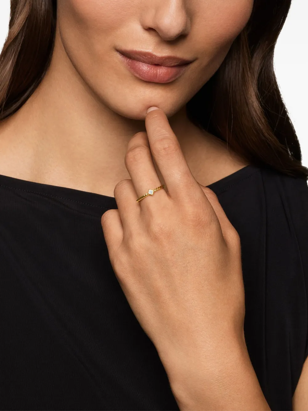 David Yurman 18K yellow gold Petite Modern Renaissance diamond ring | Image 2