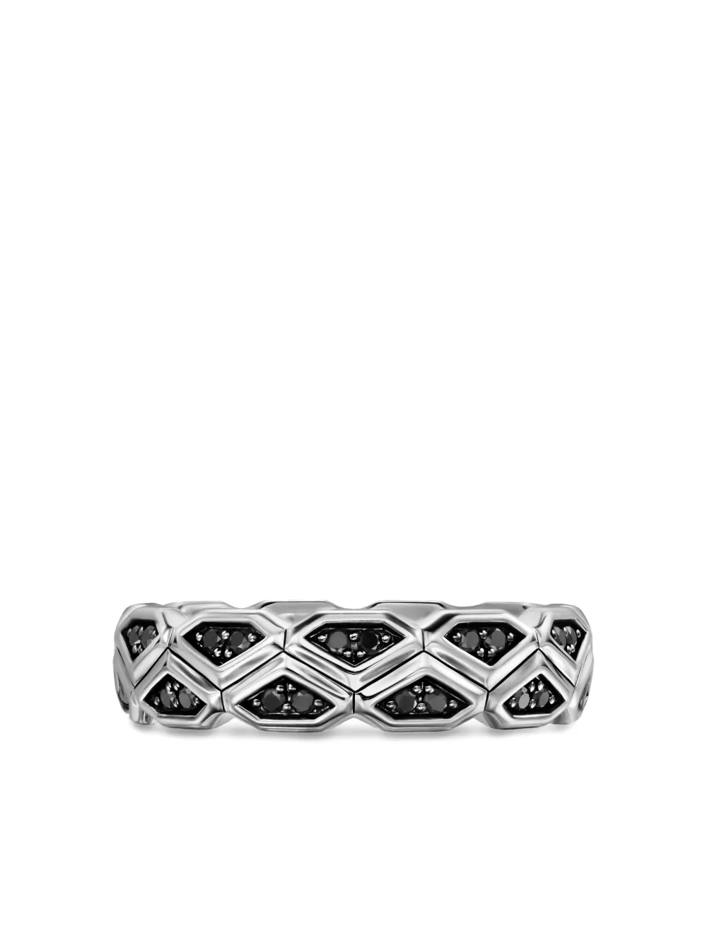 David Yurman Sterling Silver Hex Black Diamond Ring In Neutral