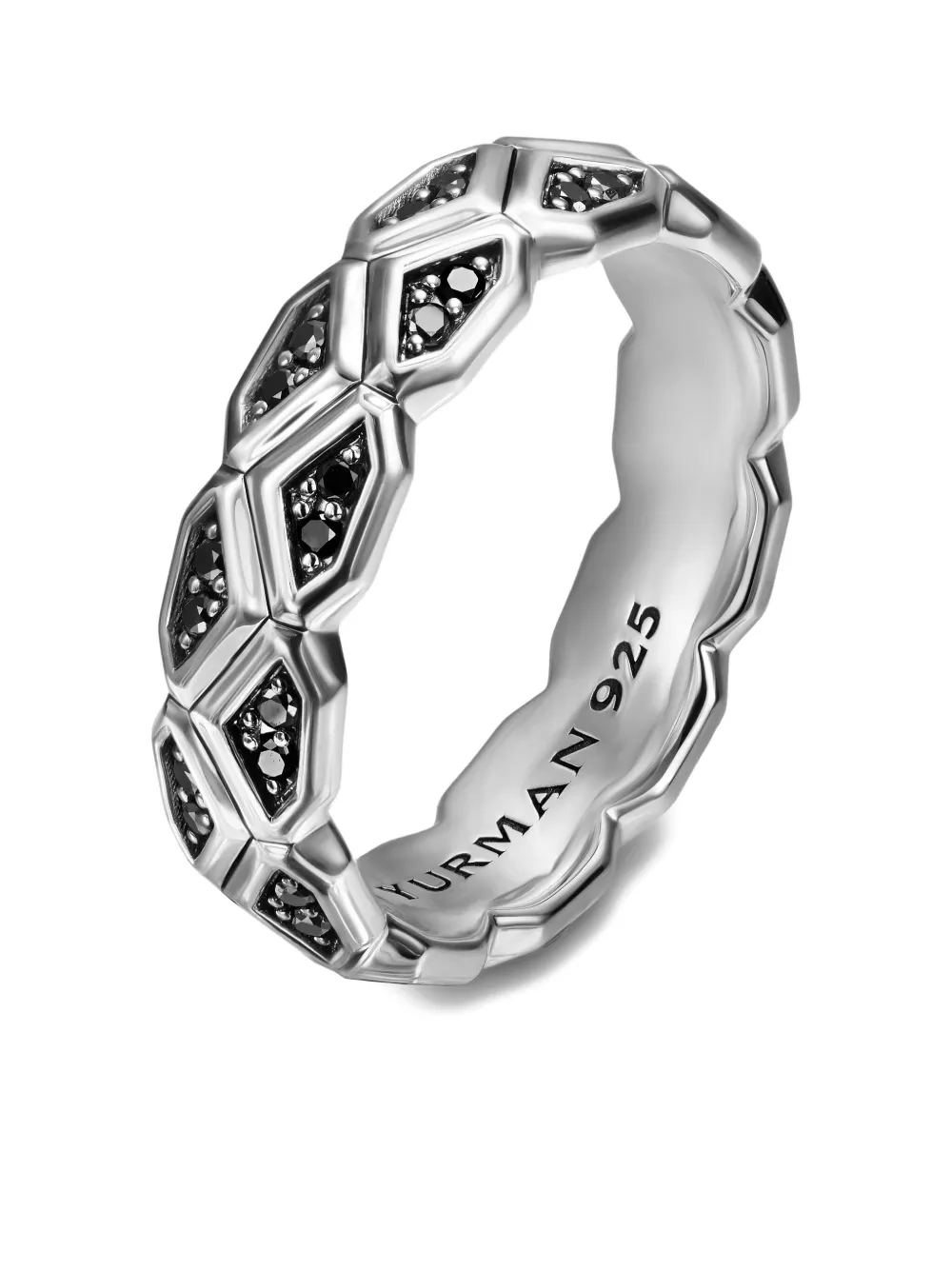 David Yurman Sterling Silver Hex Black Diamond Ring In Neutral