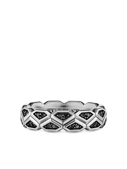 David Yurman sterling silver Hex black diamond ring