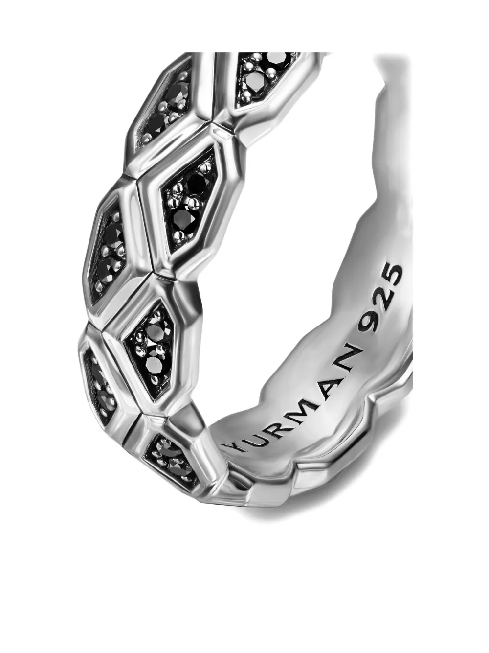 David Yurman Sterling Silver Hex Black Diamond Ring In Neutral