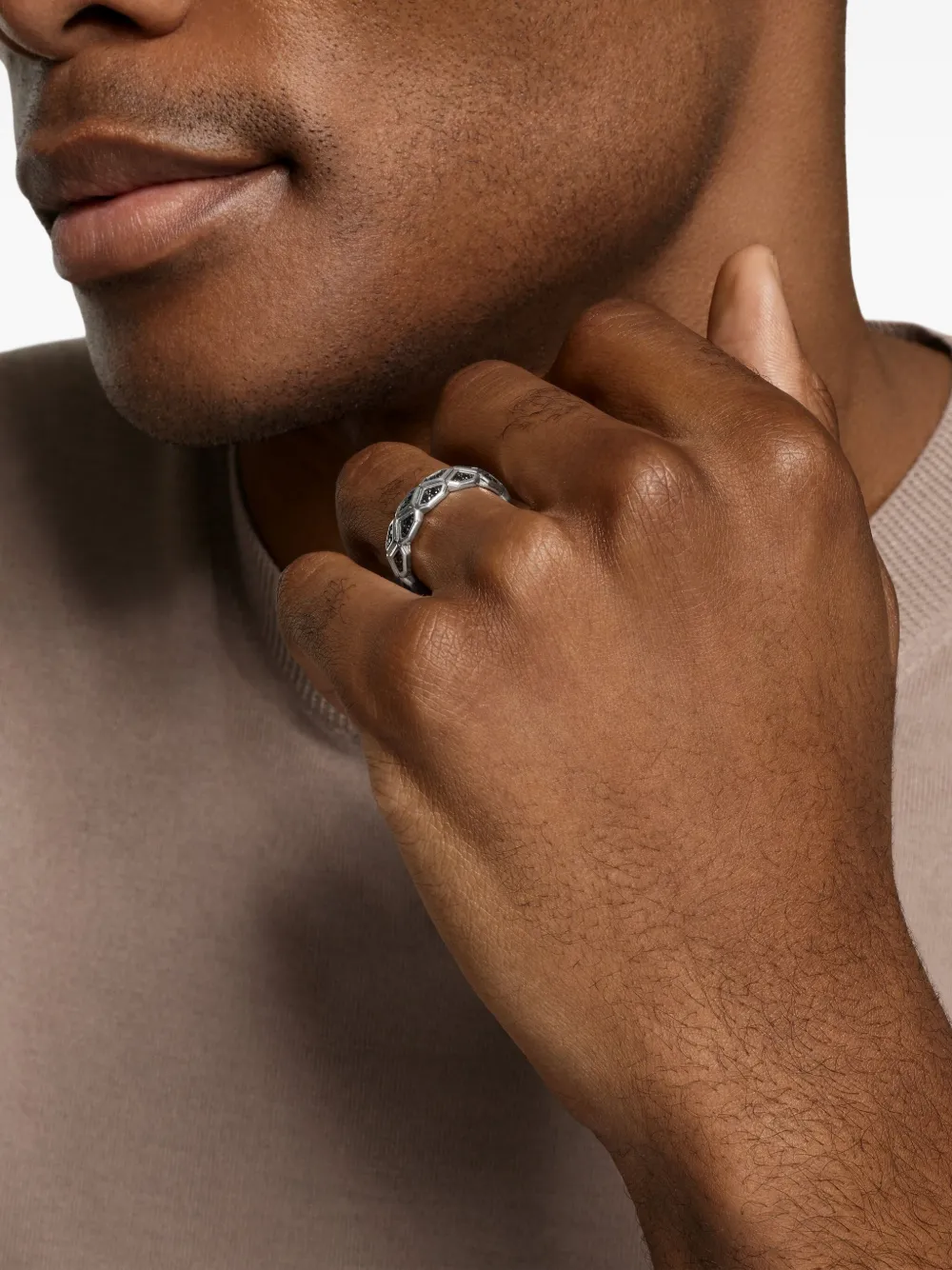 David Yurman sterling silver Hex black diamond ring | Image 2
