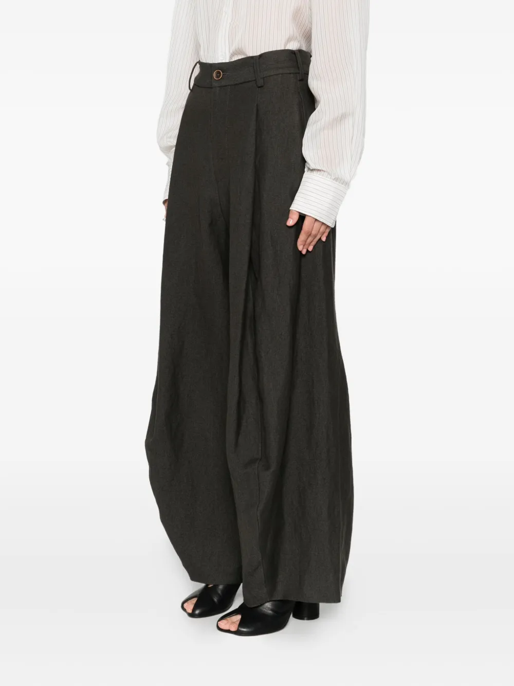 Uma Wang Flared Trousers In Gray