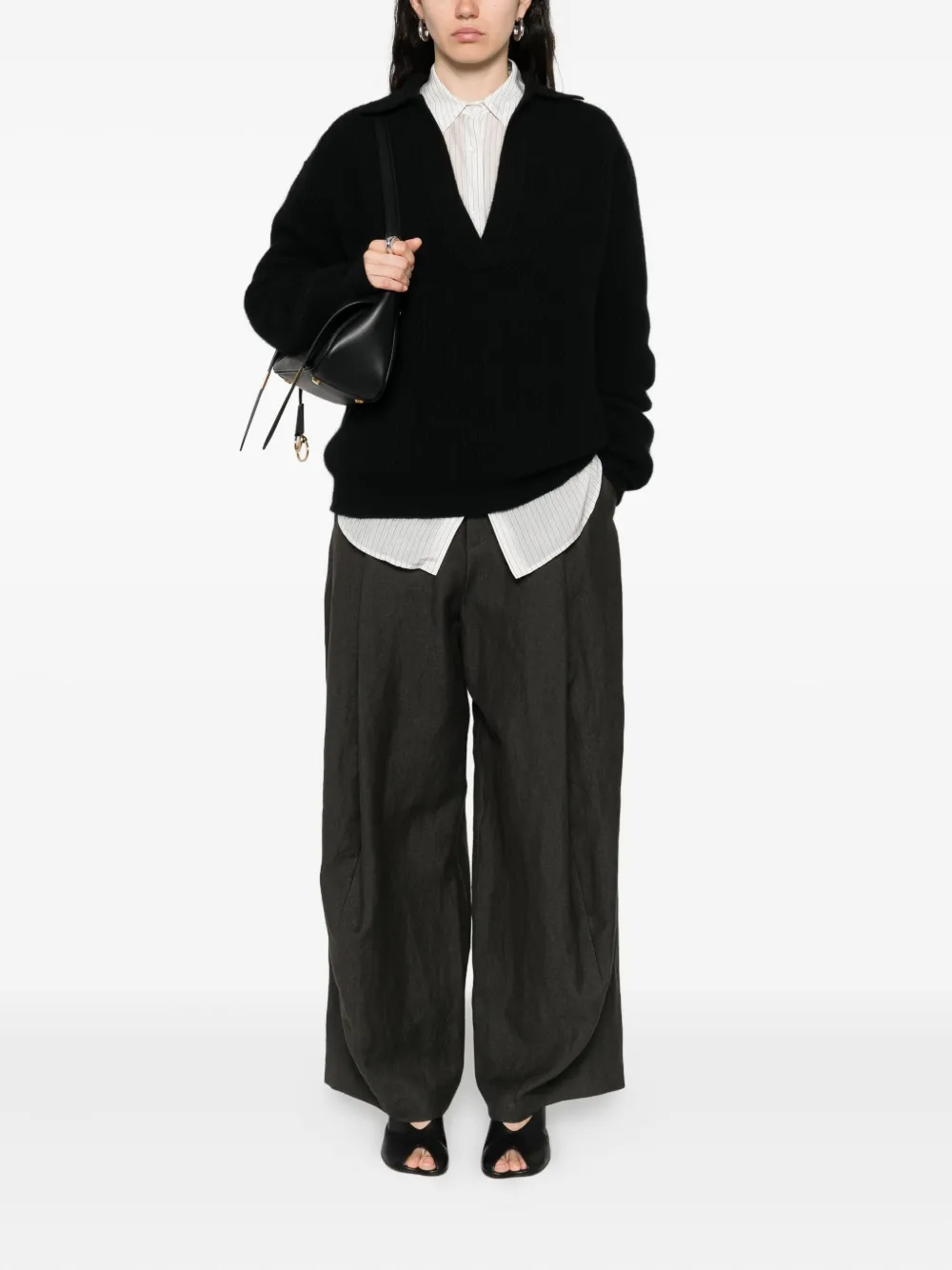 Uma Wang Flared Trousers In Gray